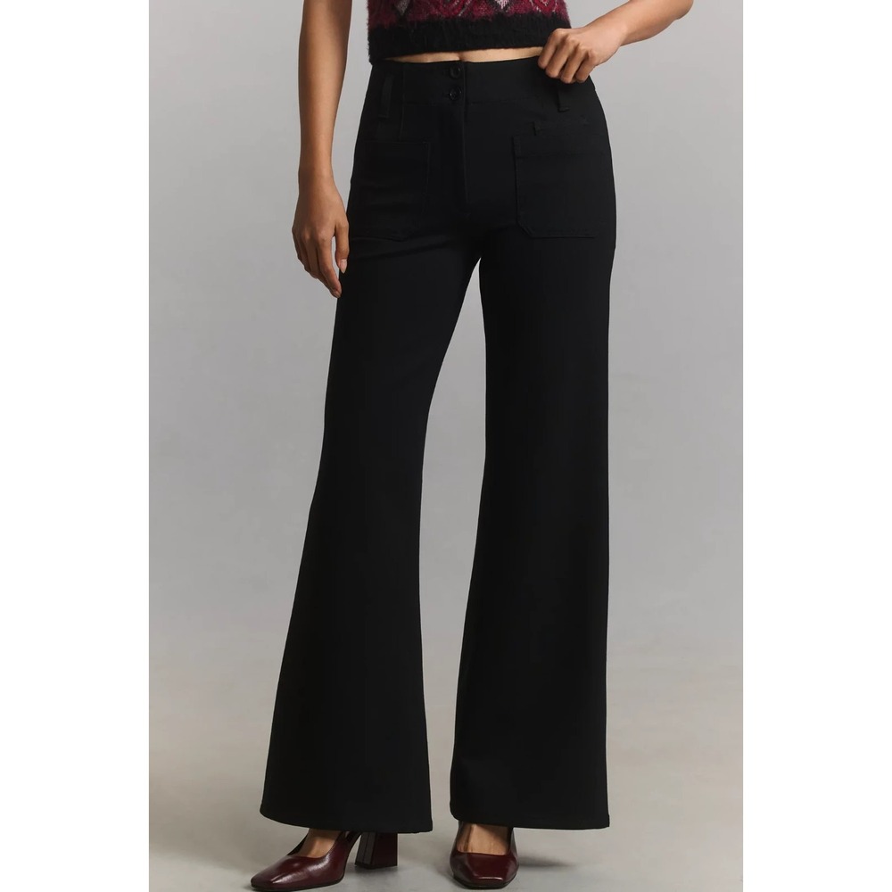 Maeve The Junie High-Rise Flare Pants In Magic Fabric Edition Black Size 25